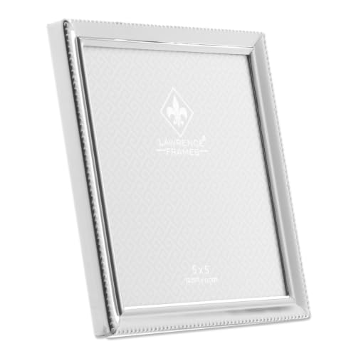 Lawrence Frames 11655 Polished Silver Plate 5x5 Picture Frame - Bead Border Design - color: Silver, size: 5x5