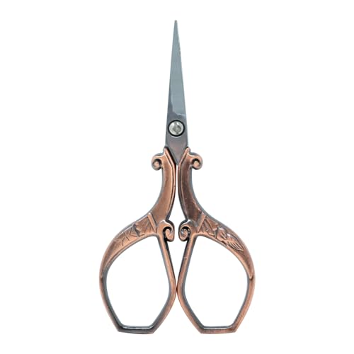 yueton Vintage Plumage Corner Angle Handle Needlework Embroidery Scissors (Copper)