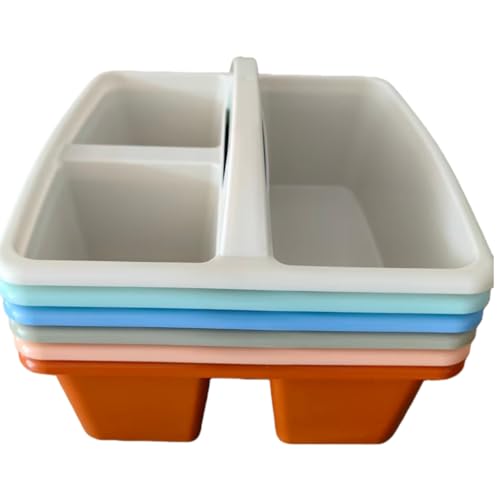 6 Pack Classroom Caddy, Table Caddy with 3 Compartment, Portable Storage Caddy for Classroom, Office, and Home, Multiuse Art Caddy with Handle, Durable & Drop-Proof, Macaron colors