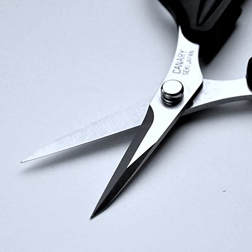 CANARY Spring Loaded Craft Scissors with Cover 6.3" [Sharp Tips], Made in JAPAN, Razor Sharp Japanese Stainless Steel Blade, Black - size: Spring (Sharp)