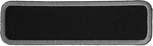 Blank Name Tag Patch Gray Border - by Ivamis Trading - 3.5x1 inch - Twill Fabric - Paper Backing - Embroidered and Laser Cut Borders (P4828) - color: Black,Gray, size: Small 3.5x1 inch
