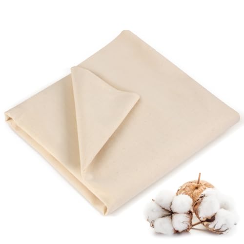 Rindion 100% Cotton Fabric, 63 in x 1.3 Yard Unbleached Muslin Fabric, Medium Weight Linen Fabric by The Yard for Sewing Embroidery, Garments, Arts and Crafts