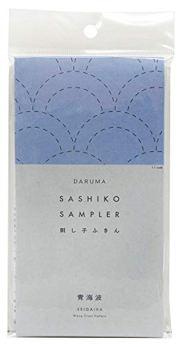 DARUMA Sashiko Sampler Original Cloth Navy Color (Wave Crest) - color: Wave Crest