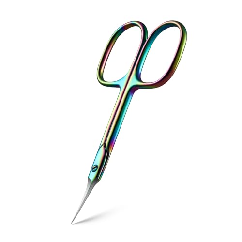 BEZOX Curved Cuticle Scissors - Precision Manicure Scissor Nail Cuticle Trimmer, Professional Stainless Steel Nail Scissors for Cuticle Care, Cuticle Cutter Small Scissors for Women - Rainbow - color: Rainbow