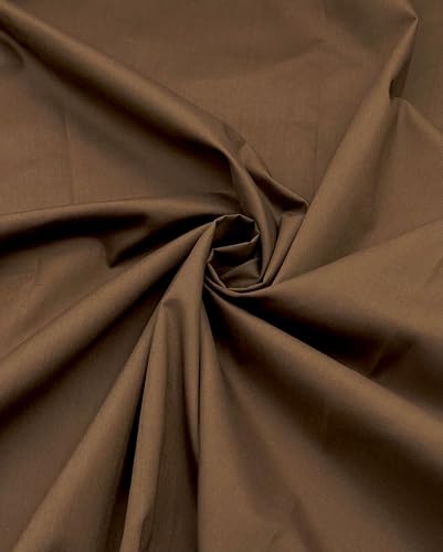 EOVEA - Cotton Polyester Fabric by The Yard – 60" Wide Broadcloth Fabric, Soft, Lightweight & Breathable Material for Lining, Curtains, Bedding, Skirts, Sewing Projects (Brown, 1 Yard) - color: Brown, size: 1 Yard