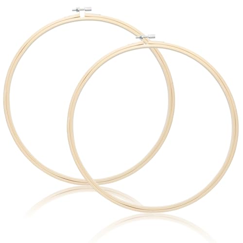 2 Pack Embroidery Hoops, 12 Inch Round Embroidery Hoops, Natural Wood Cross Stitch Hoop with Adjustable Screw for Friendly Embroidery, Cross Stitch, Craft & Beginner, and DIY Decoration - style: 12 Inch
