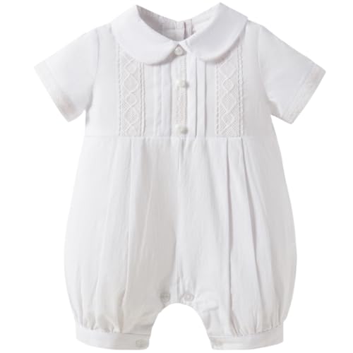 Booulfi Boy Baptism Outfits White Romper Fall Clothes Christening Gifts - color: White-4042, size: 0-3 Months