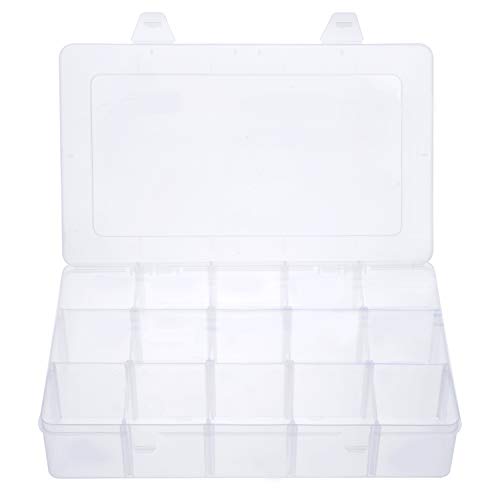 Gospire 15 Large Grids Clear Plastic Box Organizer with Removable Dividers - color: Clear-15 Grids