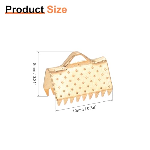 uxcell 280Pcs Ribbon Crimp Clamp Ends, 10mm Bookmark Pinch Crimp Ends, Cord Ends Fasteners Clasp Crimp Ends for DIY Bracelet Necklace Jewelry Making, Light Golden - color: Light Golden, size: 10mm