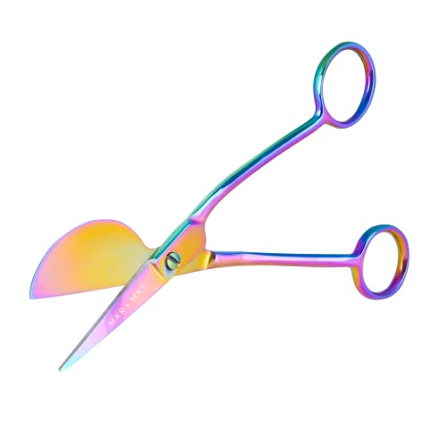 Duckbill Scissors for Applique & Embroidery - Double Curved, 6", Rainbow - color: Rainbow