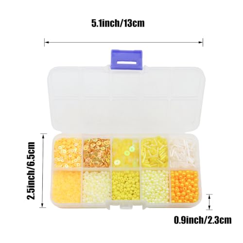 10 Color Small Assorted Glass Seed Beads, Loose Sequins (Yellow) - color: Yellow