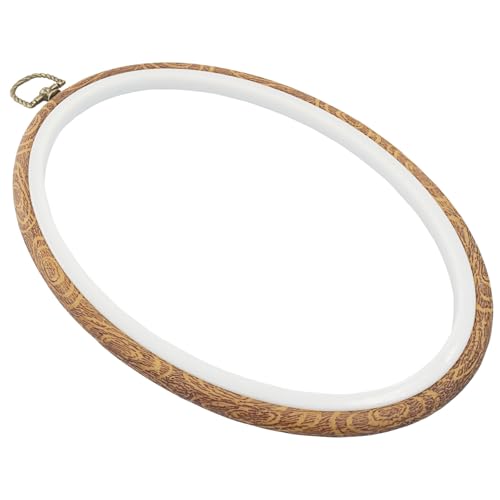 Marvexi 5Pcs Oval Embroidery Hoops 6.3"x9", Vintage Cute Faux Wood - style: 6.3" x 9"
