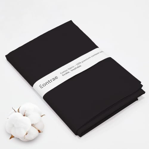 3 Yards Black Cotton Fabric by The Yard in Solid Color - 59” Wide High-Density Natural Cotton Material Apparel Cloth for Quilting, Sewing, Crafts, Binding, Backing & Lining - color: Black, size: 3Y