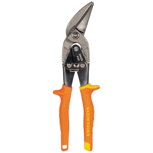 Klein Tools 2402S Straight-Cutting Offset Snips, Aviation Tin Snips with Forged Blade for Precision Sheet Metal Cutting - style: Straight-Cutting