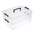 BTSKY 2 Layer Stack & Carry Box, Plastic Storage Container Box with Lid - color: Black
