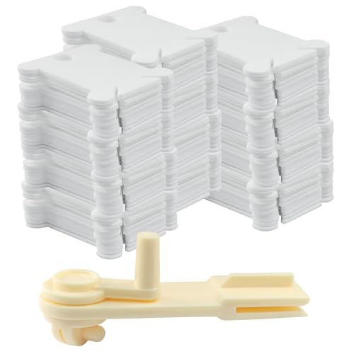 300 Pcs Plastic Embroidery Floss Bobbins with Bobbin Winder, White - color: White + Bobbin Winder