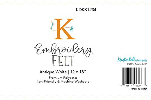 Kimberbell Felt Sheet, Color: Antique White, Size: 12 x18, Thickness: 1.4 mm, Iron-Friendly & Machine Washable, Machine Embroidery, Quilting & Sewing - KDKB1234 - color: Antique White