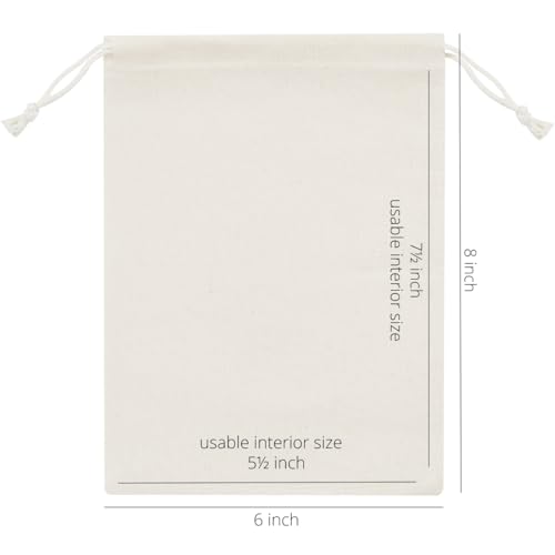 PALTERWEAR 100% Cotton Drawstring Bags 10‑Pack 6x8 Lightweight 70 GSM Muslin Pouch Set | Reusable Gift, Craft, Pantry, Travel Storage | Double Drawstring (Natural Beige, 6 x 8 Inches) - size: 6 x 8 Inches