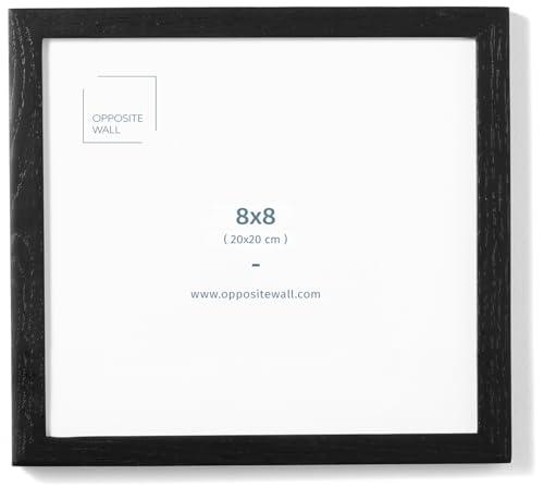 Opposite Wall - 8x8 in - Black Solid Oak Wood Picture Frame - Lightweight, Versatile & Shatterproof - Wall Hanging Poster or Photo Frame - Wall Decor for Office, Gallery & Home - color: Black, size: 8x8 in