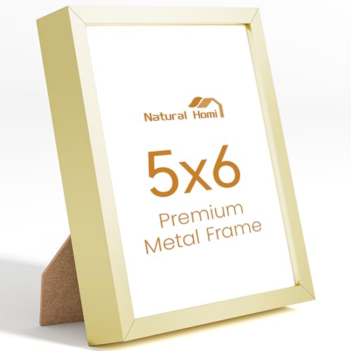 5x6 Aluminum Metal Picture Frame,Tempered Glass Gold Photo Frame 5x6 for Family Photo,Posters,Art,Document to Wall Mount Horizontally or Vertically - size: 5x6