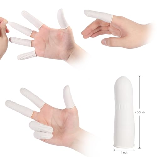 White Latex Finger Cots Finger Protectors, Disposable Medium-Sized Finger Gloves, Fingertip and Finger Sleeve Protector,Latex Thumb Protector for Finger Tips (Approx.210 PCS)