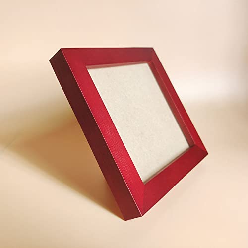 5x5 Picture Frames RED Solid Wood Frame, Plastic Panel (Film Needs to be Removed) Table or Wall.Front Window Opening 4.5x4.5 inch. - color: Red, size: 5x5