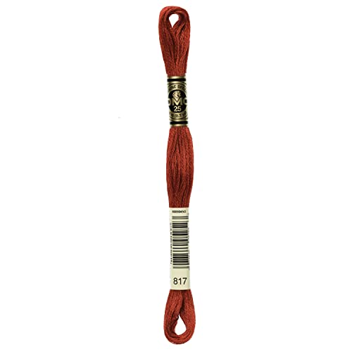 DMC 6-Strand Embroidery Cotton Floss, Very Dark Coral Red - color: Dmc 6-strand Embroidery Cotton 8.7yd - Very Dark Coral Red, size: 8.7 yards
