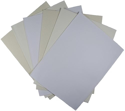 KCS 6 pc of 12" x 18"(30cmx45cm) 14CT Counted Cotton Aida Cloth Cross Stitch Fabric (White+Antique White+Cream) - color: White+antique White+cream