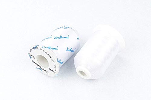 Simthread 6 Polyester White Machine Embroidery Threads 1000M(1100Yards) Compatible with Brother, Babylock, Janome, Pfaff, Singer, Bernina and Other Home Machines (White) - color: White