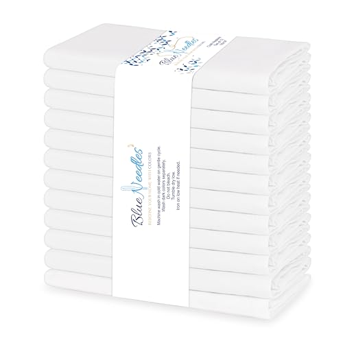 Blue Needles Solid Cloth Napkins 100% Cotton Set of 12-18 x 18 Inches - color: White, size: 18" x 18" (Set of 12)