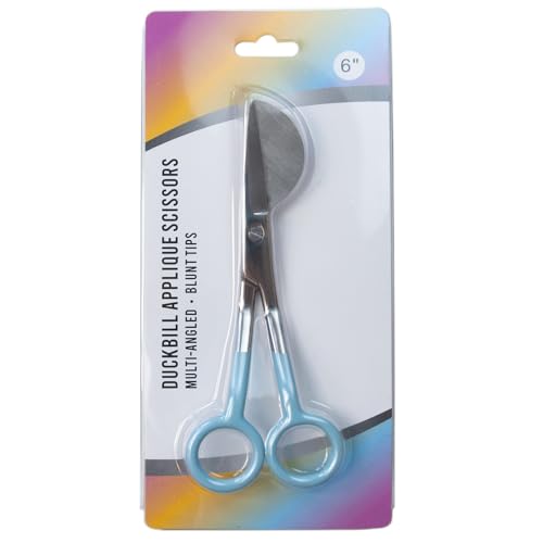 Duckbill Scissors, 6" Duckbill Shears For Art, Crafting, Fabric, Thread, Needlework and Embroidery (Blue) - color: Blue