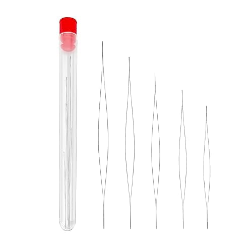 BlingKingdom 5 PCS Big Eye Needles for Beading, Collapsible Beading Needles