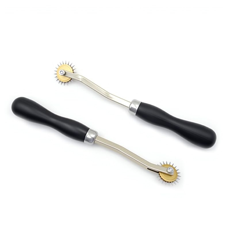 Driak 4MM Professional Tracing Wheel for Sewing, Stainless Steel Pounce Wheel with Ergonomic Wooden Handle, Needle Point Tracking Tool for Pattern Paper, Leather, and Cloth Crafts