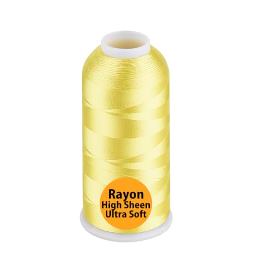 Simthread Rayon Embroidery Thread 5500 Yards, 40wt 100% Rayon Viscose for Commercial and Domestic Machines - Lemon 1023 - color: Lemon1023