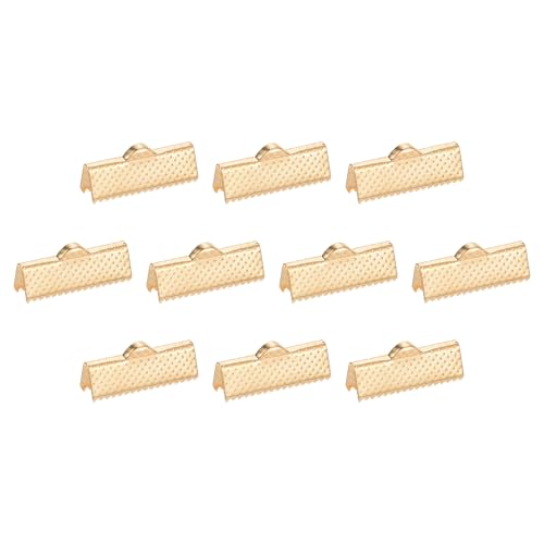 uxcell 280Pcs Ribbon Crimp Clamp Ends, 20mm Bookmark Pinch Crimp Ends, Cord Ends Fasteners Clasp Crimp Ends for DIY Bracelet Necklace Jewelry Making, Light Golden - color: Light Golden, size: 20mm