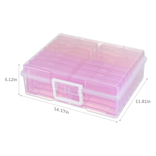 4" x 6" Plastic Photo Storage Case with 16 Inner Pink Small Boxes - color: Gradation Pink