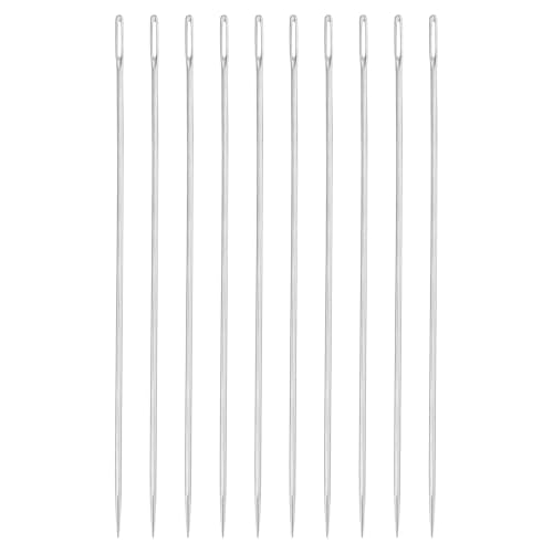 uxcell 50 Pcs Large Eye Sewing Needles, 3.5 Inch 1.15mm High Carbon Iron Embroidery Thread Needle, Silver - size: 89mm, 1.15mm