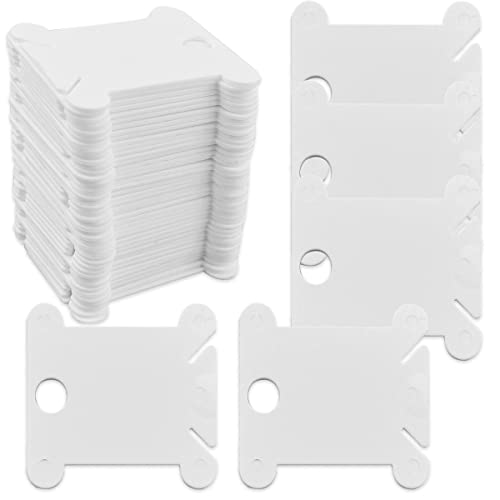 120 Pieces Plastic Floss Bobbins for Cross Stitch Embroidery Cotton Thread Embroidery Floss Cross Stitch Threads Craft DIY Sewing Storage Winding Thread Organizer Holder Embroidery DIY Cards (White) - color: Plastic Floss Bobbins