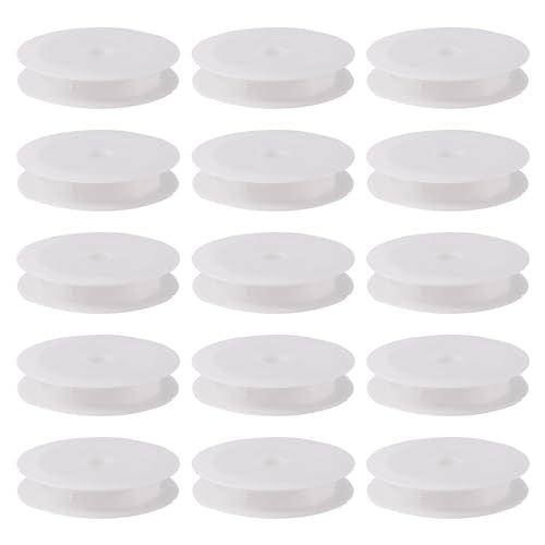 Craftdady 50Pcs Empty Plastic Wire Spools 2.64" in Diameter Thread Bobbins for Beading Wire Thread String - color: White, Plastic Wire Spools