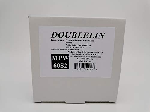 DOUBLELIN MPW-60S2 Prewound Bobbins, Size M, White, 75 pcs - color: 60S/2 White