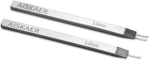 Aiskaer Leather Stitching Punch Set, Diamond Chisel Tools, 3mm White Steel 1/2/4/6 Prong for Leather Craft DIY - size: 3mm