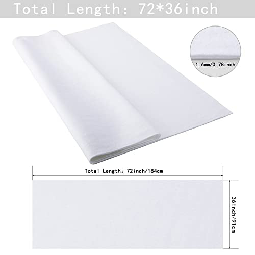 HaoFeijh White Felt Fabric 72 * 36 Inch Wide 1.6mm, Soft Woven Acrylic Craft Fabric Sheets for DIY Craft Work, Sewing Patchwork, and Creative Holiday Decorations - color: White, size: 2