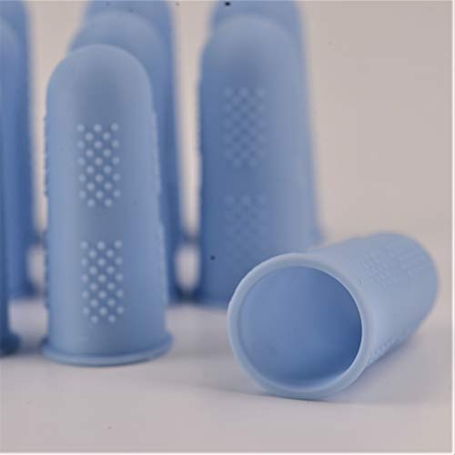 Finger Protectors [Flex Series - 12-Pack] Silicone Non-Stick Finger Covers [Cerulean - Small (6) / Medium (6)] for Hot Glue/Sewing/Wax/Rosin/Resin/Honey/Adhesives/Scrapbooking - color: Small & Medium - Cerulean [12-Pack]