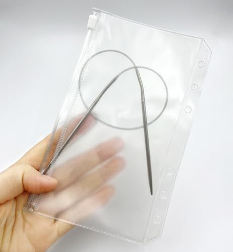 metulip 15Pcs A6 Size Circular Knitting Needle Organizer PVC Binder Zipper Pouch Knitting Needle Organizer for Round Knitting Needles Storage, Cable Knitting Needles Storage, Knitting Tools Holder