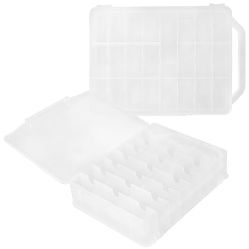 2 PCS 46 Grids Sewing Organizer, Clear Compartment Thread Box Storage, Small Double Sided Plastic Organizer Box for Embroidery Floss Sewing Threads Needles, Spools of Thread