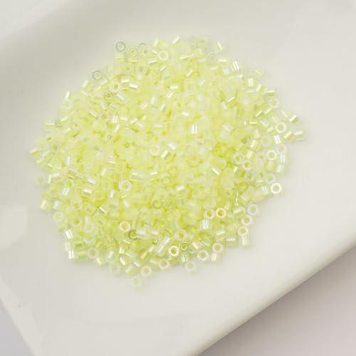 John Bead 25g Cylin Beads Yellow Neon Glow in Dark AB 11/0 Glass Cylindrical Seed Beads for Jewelry Bracelets Necklaces Earrings Making Embroidery - color: Yellow Neon Glow in Dark AB