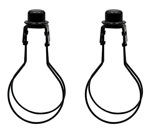 Creative Hobbies® Lamp Shade Light Bulb Clip Adapter Clip on with Shade Attaching Finial Top, Black Color | 2 Pack - color: Black