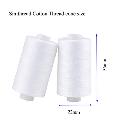 Simthread All Purposes Cotton Quilting Thread 50s/3 Thread for Piecing Sewing etc - 550 Yards Each (12 White) - color: 12 White