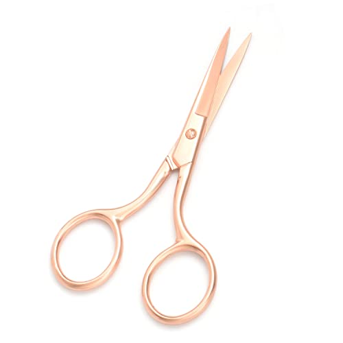 Multicolor Professional Grooming Scissors for Facial Hair Removal - color: Rose Gold