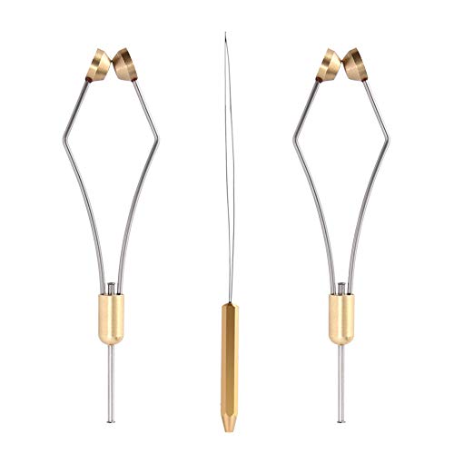 HERCULES Fly Tying Tools, Fly Tying Kit with Bobbin Thread Holder, Wire Threader, Knot Whip Finisher, Hackle Plier, Bodkin, Fly Fishing Lure Making Accessories - color: 2pcs Bobbin + 1pcs Threader